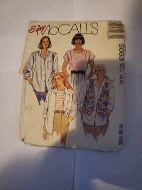 EASY MCCALL'S 5063 CLOTHING TOP SHIRT VEST PATTERN SIZE 48 , 50